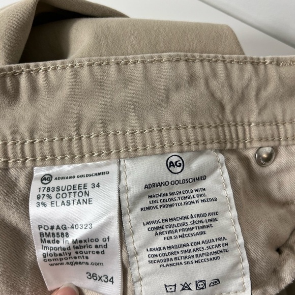 MEN'S Adriano Goldschmied Tellis Chino Pants 36/34 Tan Beige Modern Slim Khaki - Picture 11 of 12